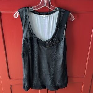 CAbi style 155, Black Jeweled Top Bubble Mesh Overlay Tank